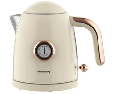 Virdulys, Elektrinis virdulys su termometru, nerūdijančio plieno, grietinėlės spalvos, 1,0 l, 1200 W, Klausberg, kb-9018