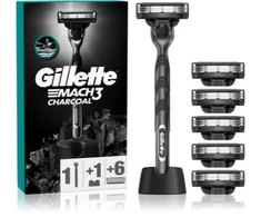 Gillette Mach3 Charcoal Skustuvas Vyrams, 1 Gillette Skustuvas + 6 Keičiamos Galvutės