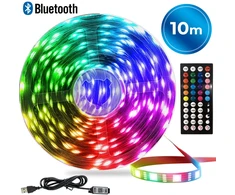 10 m RGB LED juostelė su „Bluetooth“ ir pulteliu, LED juosta su nuotoliniu valdymu, spalvota LED lemputių juostelė