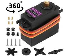 360° sukimosi metalinių krumpliaračių servomechanizmas MG996R, metalinis servo variklis, 360 laipsnių servo, MG996R servo, metalinių pavarų servo, sukimosi servomechanizmas