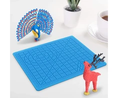 3D rašiklio kilimėlis 177x177 mm, mėlynas, karščiui atsparus silikoninis kilimėlis su 2 pirštų apsaugomis, 3D piešimo kilimėlis, silikoninis 3D rašiklio pagrindas, 3D rašiklio apsauginis kilimėlis