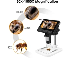 4,3" skaitmeninis LCD mikroskopas 50x–1000x didinimas su ekranu, skaitmeninis mikroskopas su ekranu, LCD ekraninis mikroskopas