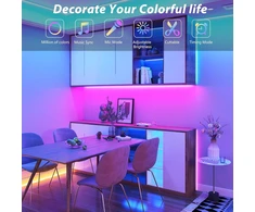 5 m RGB LED juostelės su „Bluetooth“ valdymu ir pulteliu, LED šviesos juosta, LED lemputių juosta, LED švieselių juostelė, RGB šviesos juostelė