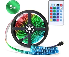 5 m RGB LED juostų apšvietimas 30 LED/m su USB maitinimu ir nuotolinio valdymo pultu, LED juosta, šviesos juosta, apšvietimo juosta