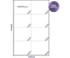 A4 lipnus lipdukų popierius, lipdukai 105x74,2 mm, 100 lapų, etiketės, lipnios etiketės, tušti lipdukai, tuščios etiketės