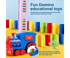 Automatinis domino traukinuko rinkinys 200 vnt., elektrinis domino lokomotyvas, domino traukinys