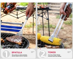 Barbekiu įrankiai 9 vnt., kepsninės įrankių rinkinys, grilio įrankių komplektas, grilio iešmeliai