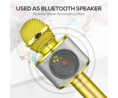 Belaidis auksinis karaokės mikrofonas, vaikų karaokės mikrofonas, „Bluetooth“ karaokės mikrofonas, karaokės mikrofonas vaikams, belaidis karaokės mikrofonas, auksinis karaoke mikrofonas