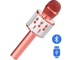 Belaidis rožinis karaokės mikrofonas, vaikų karaokės mikrofonas, „Bluetooth“ karaokės mikrofonas, belaidis mikrofonas vaikams, karaokės mikrofonas vaikams, rožinis mikrofonas karaokei