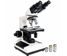 Binokulinis biologinis mikroskopas su 2 standartiniais objektyvais 1600X, binokuliarinis mikroskopas, biologinis mikroskopas, mikroskopas su dviem objektyvais