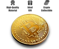 Bitkoino suvenyrinė moneta, blokų grandinės eros atminimo dovana, rafinuotas dizainas, graviruotos detalės, 40 mm skersmuo, bitkoino moneta, bitcoin moneta, bitkoino suvenyras, kriptovaliutos moneta