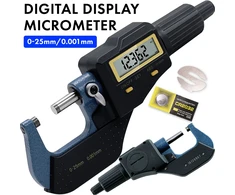 Elektroninis skaitmeninis mikrometras slankmatis 0–25 mm, skaitmeninis mikrometras, mikrometras su ekranu, elektroninis mikrometras, skaitmeninis matavimo mikrometras