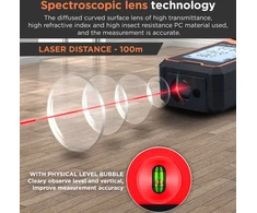 Lazerinis atstumo matuoklis 100 m, lazerinis nuotolio matuoklis, lazerinis atstumo matavimo prietaisas, lazerinis nuotolio matavimo prietaisas