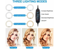 LED žiedinė lempa su trikoju 20 cm, žiedinė LED lemputė su mažu stovu, LED žiedas su stovu