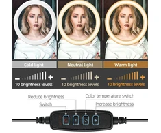 LED žiedinė lempa su trikoju stovu, 242 cm telefono laikiklio žiedinė lempa, žiedinė šviesa, žiedinė lempa telefonui, LED žiedas su stovu
