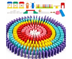 Medinių spalvotų domino kaladėlių rinkinys, 1000 vnt., statymo plytelės, spalvingas domino rinkinys, medinės domino kaladėlės