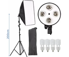 Softbox 235 cm, 4 lemputės, 45 W 5500K, softbox apšvietimo komplektas, šviesdėžė, šviesos dėžė, apšvietimo rinkinys su softbox
