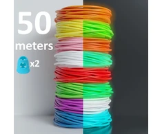 Švytintis PLA plastikas 3D rašikliui, 50 m, su piršto apsauga, 3D rašiklio plastikas, 3D rašiklio siūlas, 3D rašiklio gija, 3D piešimo rašiklio plastikas