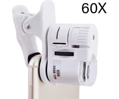 Telefono mikroskopas 60x telefono objektyvas su LED UV šviesa, telefoninis mikroskopas 60x, išmaniojo telefono mikroskopo objektyvas, 60 kartų telefono lupa, telefono lęšis su LED ir UV apšvietimu