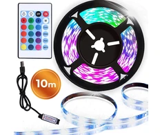 USB RGB LED juosta 10 m su nuotolinio valdymo pultu, USB LED juostelė, RGB LED juostelė, šviesos diodų juosta, spalvota LED juosta