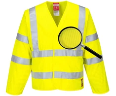 Antistatinis, ugniai atsparus PORTWEST FR85 gero matomumo švarkas, Dydis: L/XL, Pw spalvos: Geltona