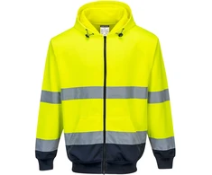 Dviejų spalvų bliuzonas su gobtuvu ir užsegimu priekyje PORTWEST B317, Dydis: XXL, Pw spalvos: Geltona/Navy