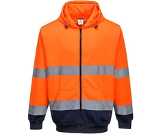 Dviejų spalvų bliuzonas su gobtuvu ir užsegimu priekyje PORTWEST B317, Dydis: L, Pw spalvos: Oranžinis/Navy