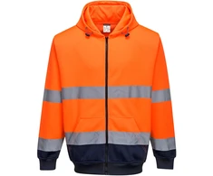 Dviejų spalvų bliuzonas su gobtuvu ir užsegimu priekyje PORTWEST B317, Dydis: XXL, Pw spalvos: Oranžinis/Navy