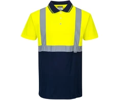 Dviejų spalvų polo marškinėliai PORTWEST S479, Dydis: S, Pw spalvos: Geltona/Navy