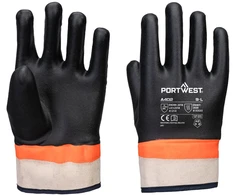 Dvigubai aplietos PORTWEST A402 darbo pirštinės, Dydis: XXL, Pw spalvos: Juodas/Oranžinis