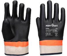 Dvigubai aplietos PORTWEST A402 darbo pirštinės, Dydis: L, Pw spalvos: Juodas/Oranžinis