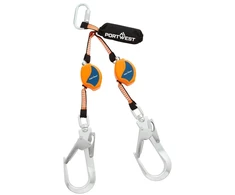 Dvigubas saugos lynas PORTWEST FP81 su karabinais, 2.5 m, Pw spalvos: Juodas/Oranžinis