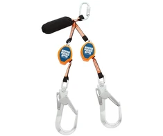 Dvigubas saugos lynas PORTWEST FP81 su karabinais, 2.5 m, Pw spalvos: Juodas/Oranžinis