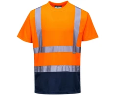 Dvispalviai marškinėliai PORTWEST S378, Dydis: L, Pw spalvos: Oranžinis/Navy