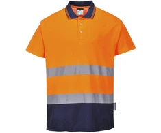 Dvispalviai medvilniniai polo marškinėliai Portwest S174, Dydis: M, Pw spalvos: Oranžinis/Navy