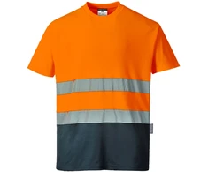 Dvispalviai medvilniniai PORTWEST S173 marškinėliai trumpomis rankovėmis, Dydis: L, Pw spalvos: Oranžinis/Navy