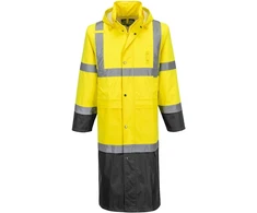 Gerai matomas PORTWEST H446 apsiaustas nuo lietaus, Dydis: XL, Pw spalvos: Geltona/Juodas