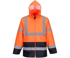 Gero matomumo kontrastingų spalvų PORTWEST H443 striukė nuo lietaus, Dydis: XL, Pw spalvos: Oranžinis/Navy