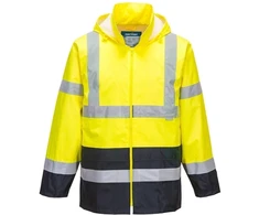 Gero matomumo kontrastingų spalvų PORTWEST H443 striukė nuo lietaus, Dydis: XL, Pw spalvos: Geltona/Juodas