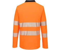 Gero matomumo PORTWEST DX419 polo marškinėliai su užtrauktuku, Dydis: L, Pw spalvos: Oranžinis/Juodas