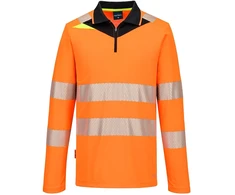 Gero matomumo PORTWEST DX419 polo marškinėliai su užtrauktuku, Dydis: L, Pw spalvos: Oranžinis/Juodas