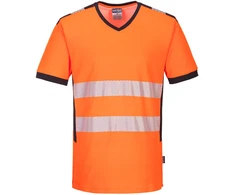 Gero matomumo PORTWEST PW310 sportiniai marškinėliai su V apykakle, Dydis: XXL, Pw spalvos: Oranžinis/Juodas