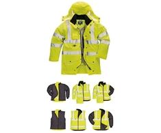 Itin ryškaus matomumo PORTWEST S427 striukė 7 viename, Dydis: 4XL, Pw spalvos: Geltona