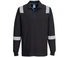 Liepsnai atsparus polo ilgomis rankovėmis Portwest FR711, Dydis: XXXL, Pw spalvos: Juodas