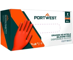 Vienkartinės nitrilinės PORTWEST A930 HD pirštinės (100 vnt.), Dydis: L, Pw spalvos: Oranžinis