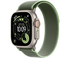Apple Watch 49mm Green/Neon Trail Loop - S/M - Natural Titanium Finish - MFT44ZM/A