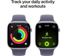Apple Watch Series 11 GPS + Cellular 42mm Silver Aluminium Case with Purple Fog Sport Band - M/L - MF8J4ET/A