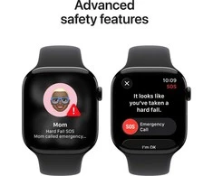 Apple Watch Series 11 GPS + Cellular 42mm Jet Black Aluminium Case with Black Sport Band - S/M - MF834ET/A