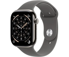 Apple Watch Series 11 GPS + Cellular 42mm Natural Titanium Case with Stone Grey Sport Band - S/M - MF8M4ET/A