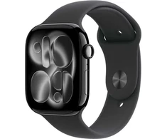 Apple Watch Series 11 GPS + Cellular 46mm Jet Black Aluminium Case with Black Sport Band - S/M - MFC24ET/A